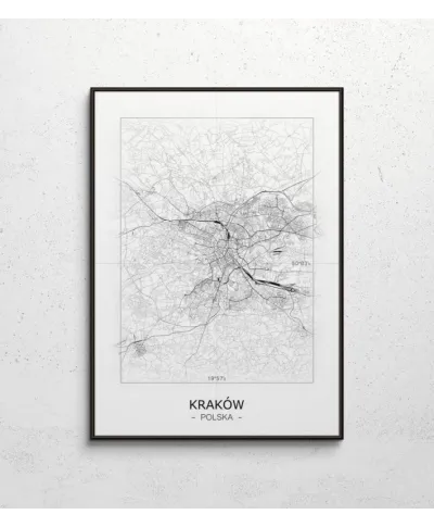 Kraków - Czarno-biała mapa