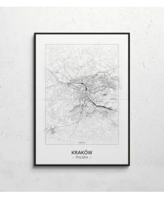 Kraków - Czarno-biała mapa