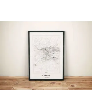 Kraków - Czarno-biała mapa