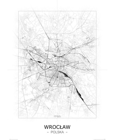 Wrocław - Czarno-biała mapa