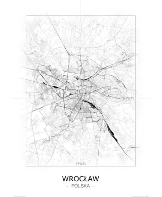 Wrocław - Czarno-biała mapa