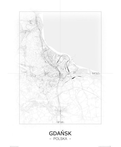 Gdańsk - Czarno-biała mapa