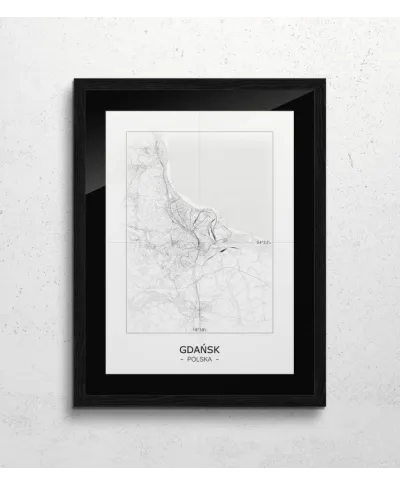 Gdańsk - Czarno-biała mapa