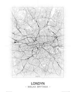 Londyn - Czarno-biała mapa