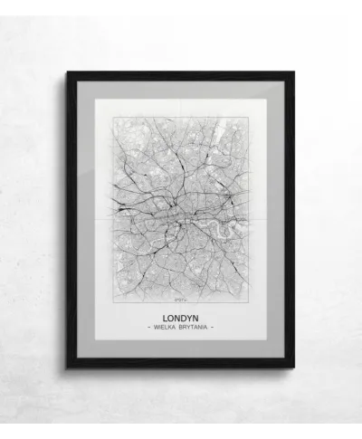 Londyn - Czarno-biała mapa