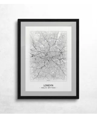 Londyn - Czarno-biała mapa