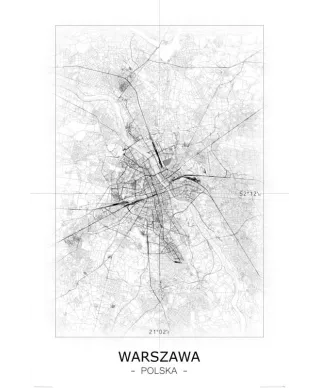 Warszawa - Czarno-biała mapa