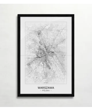 Warszawa - Czarno-biała mapa