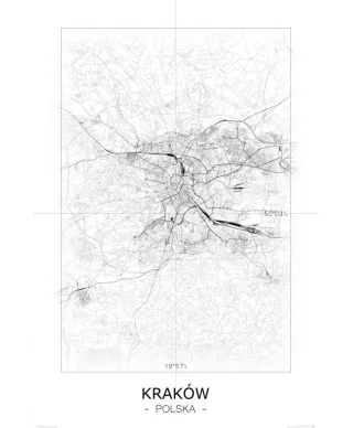 Kraków - Czarno-biała mapa