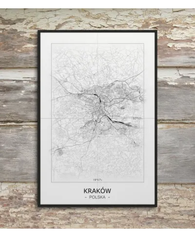 Kraków - Czarno-biała mapa