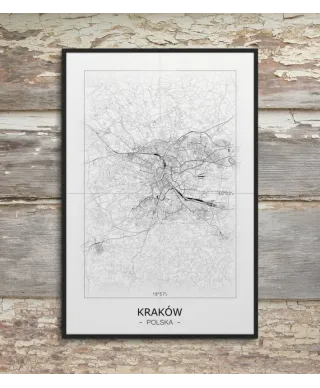 Kraków - Czarno-biała mapa