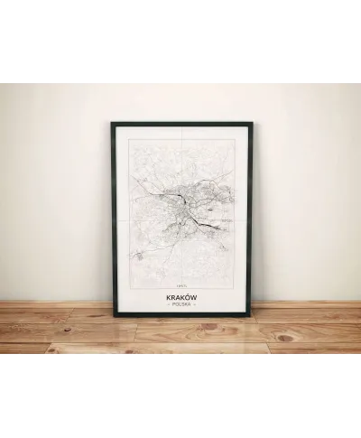 Kraków - Czarno-biała mapa