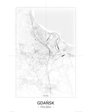 Gdańsk - Czarno-biała mapa