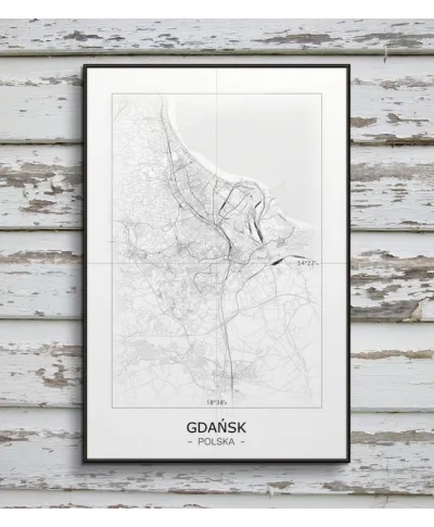 Gdańsk - Czarno-biała mapa
