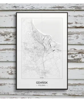 Gdańsk - Czarno-biała mapa