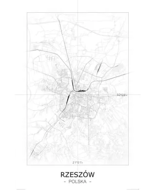 Rzeszów - Czarno-biała mapa