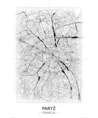 Paryż - Czarno-biała mapa