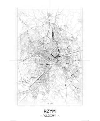 Rzym - Czarno-biała mapa