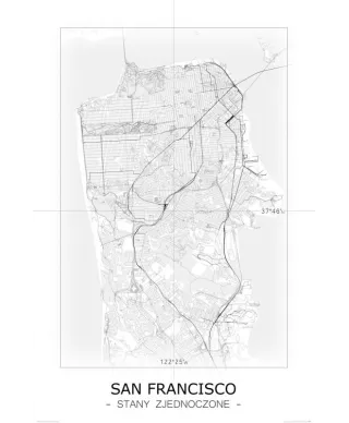 San Francisco - Czarno-biała mapa