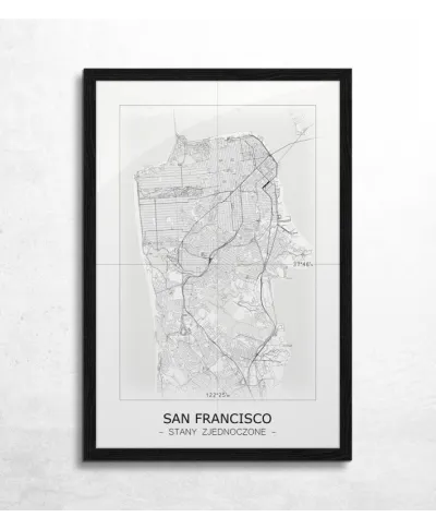 San Francisco - Czarno-biała mapa