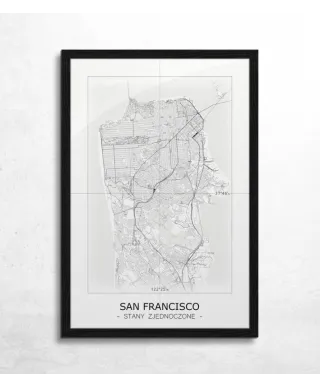 San Francisco - Czarno-biała mapa