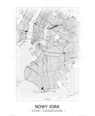 Nowy Jork - Czarno-biała mapa