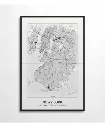 Nowy Jork - Czarno-biała mapa