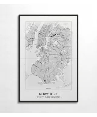 Nowy Jork - Czarno-biała mapa