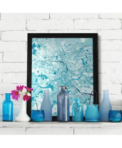 Plakat ścienny - Kraków - Błękitna mapa - 40x50 cm