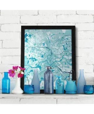 Plakat ścienny - Kraków - Błękitna mapa - 40x50 cm