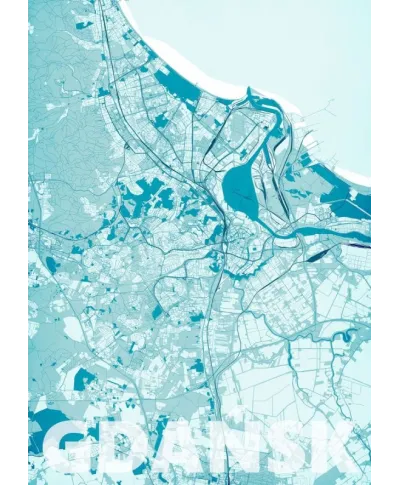 Plakat na ścianę - Gdańsk - Błękitna mapa - 40x50 cm