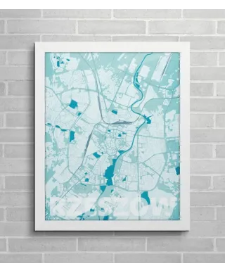 Plakat ścienny - Rzeszów - Błękitna mapa - 40x50 cm