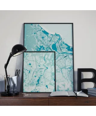 Plakat ścienny - Rzeszów - Błękitna mapa - 40x50 cm