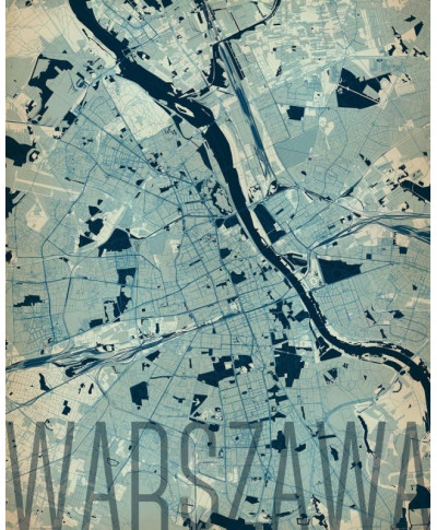 Plakat na ścianę - Warszawa - Artystyczna mapa - 40x50 cm