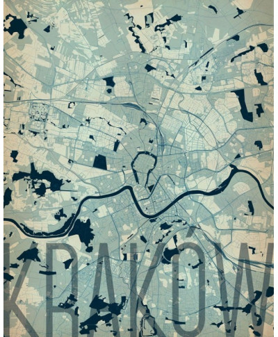 Plakat ścienny - Kraków - Artystyczna mapa - 40x50 cm