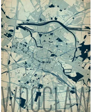 Plakat ścienny - Wrocław - Artystyczna mapa - 40x50 cm
