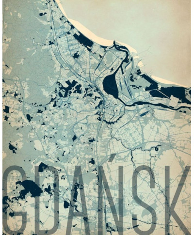 Plakat na ścianę - Gdańsk - Artystyczna mapa - 40x50 cm