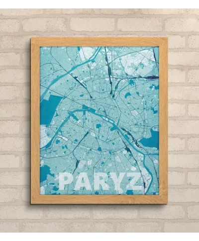 Plakat na ścianę - Paryż - Błękitna mapa - 40x50 cm