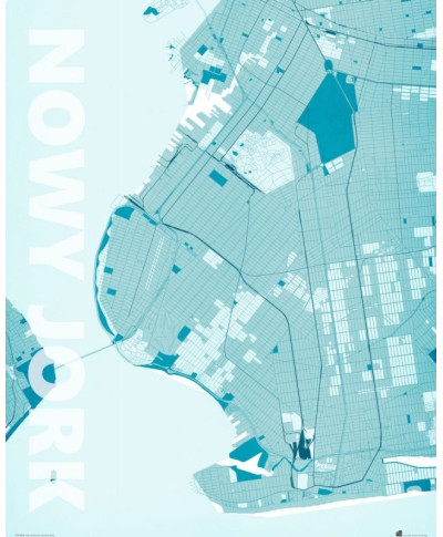 Plakat do sypialni - Nowy Jork - Błękitna mapa - 40x50 cm