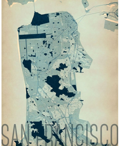 Plakat do salonu - San Francisco - Artystyczna mapa - 40x50 cm