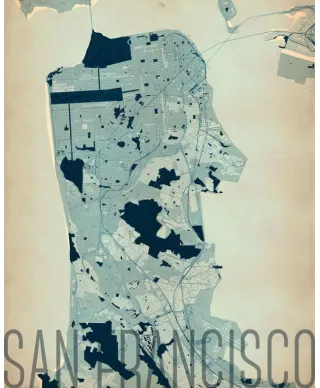 Plakat do salonu - San Francisco - Artystyczna mapa - 40x50 cm