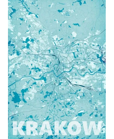 Plakat na ścianę - Kraków - Błękitna mapa - 50x70 cm