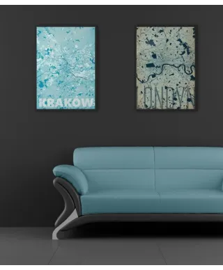 Plakat na ścianę - Kraków - Błękitna mapa - 50x70 cm