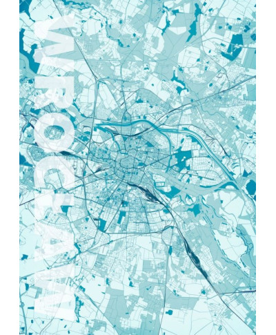 Plakat ścienny - Wrocław - Błękitna mapa - 50x70 cm