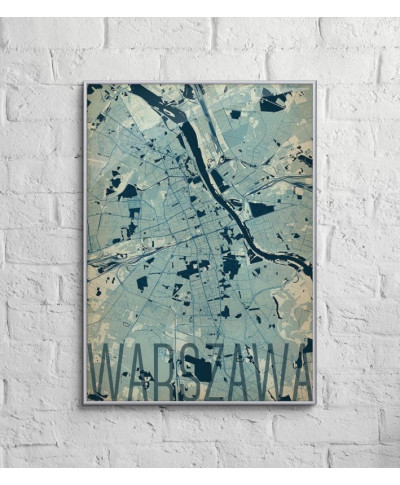 Plakat do salonu - Warszawa - Artystyczna mapa - 50x70 cm