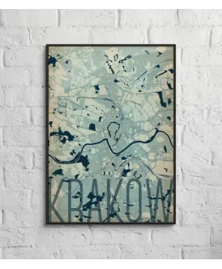 Plakat ścienny - Kraków - Artystyczna mapa - 50x70 cm