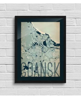 Plakat do salonu - Gdańsk - Artystyczna mapa - 50x70 cm