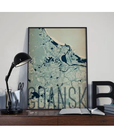 Plakat do salonu - Gdańsk - Artystyczna mapa - 50x70 cm