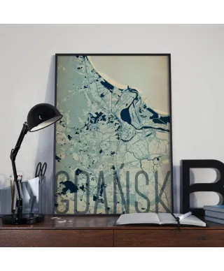 Plakat do salonu - Gdańsk - Artystyczna mapa - 50x70 cm