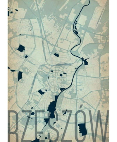 Plakat ścienny - Rzeszów - Artystyczna mapa - 50x70 cm